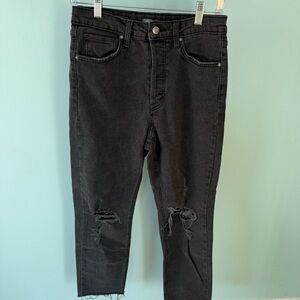 Wild Fable Super High Rise Slim Straight Black Distressed Jeans Size 6